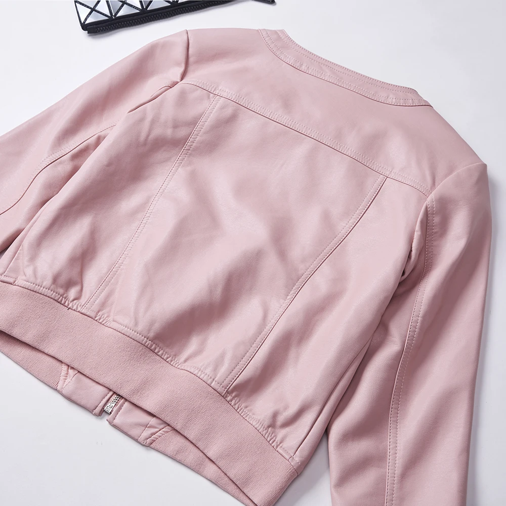 Куртка женская из искусственной кожи Fitaylor повседневная короткая байкерская