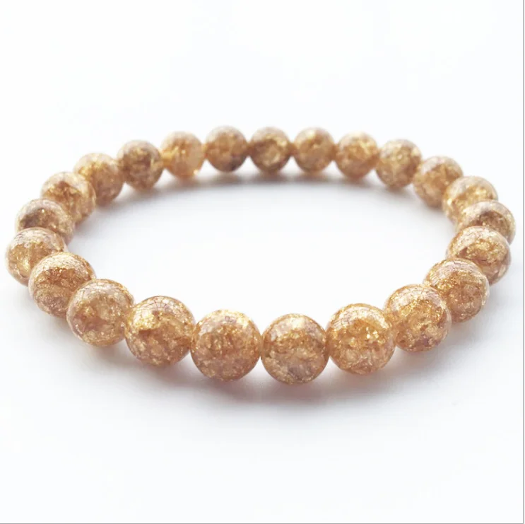 

Fashion New Best Selling Jewelry 8mm Gold Foil Beads Ladies Elastic Accessories Hand-woven Fine Jewelry