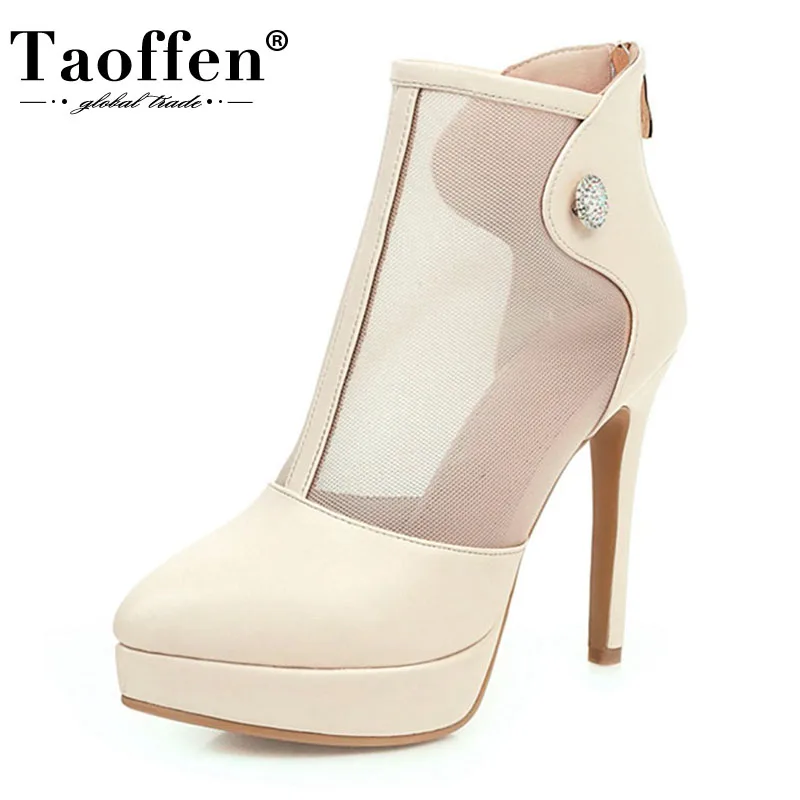 TAOFFEN Summer Women Sandals Shoes Sexy Thin High Heels Back Zipper New Design Platform Lady Footwear Size 33-43 | Обувь
