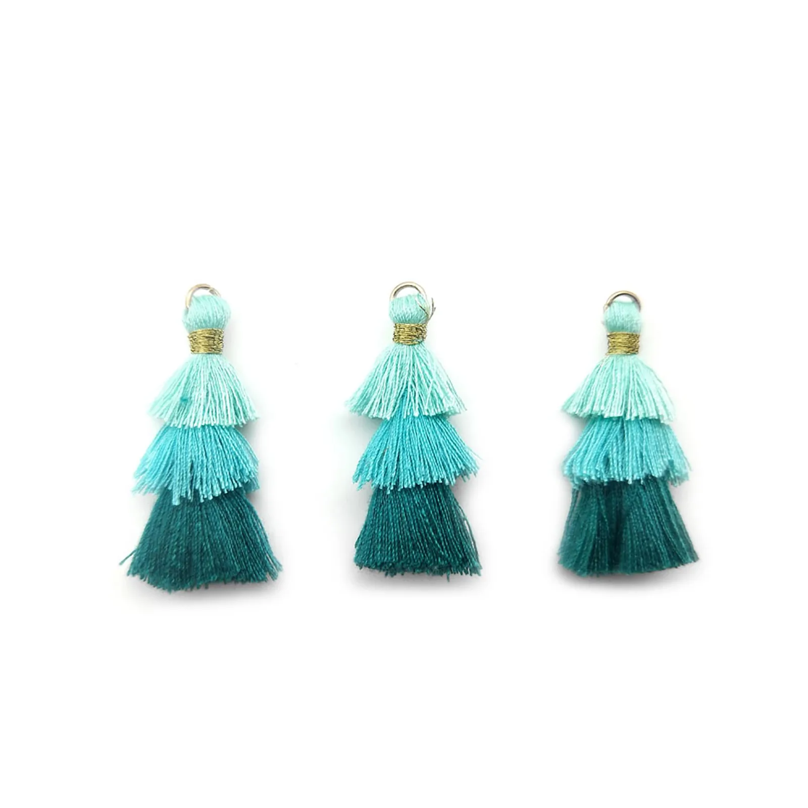 

DoreenBeads 45mm Gold Color Metal Charms Polyester Tassel Three-layer Gradient Pendant Bohemian DIY Making Earring Jewelry,10PCs