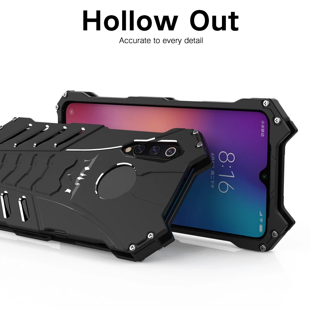 Luxury Batman Kickstand Shockproof Armor Metal Phone Case for Xiaomi 9 SE 8 Lite A3 A2 Cover Aluminum Bumper |