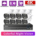 8-канальная двухсторонняя аудиокамера, система безопасности, 8 Мп, 4K, красочная IP-камера ночного видения с 4K обнаружением лица, POE NVR, комплект, 4 канала, 6 каналов, 2 канала