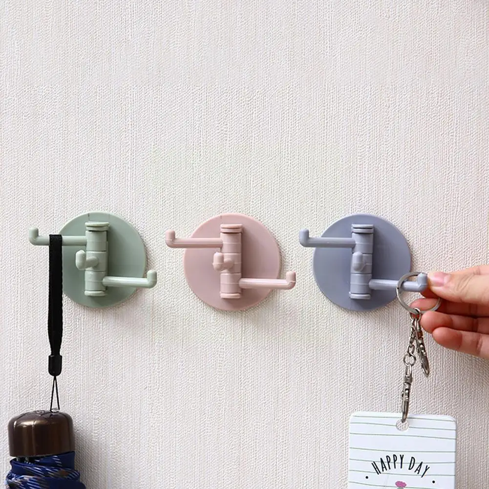 

1pc Rotating Hook Seamless Adhesive Paste Branch Rotating Supplies Kitchen Multi-Purpose Kitchen Hook Bathroom Hook Wall Cr S4B1