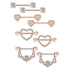 Набор украшений для пирсинга сосков 3 пары, стержень из нержавеющей стали для пирсинга сосков с кристаллами 14G, пикантные ювелирные изделия для прокола языка, сосков