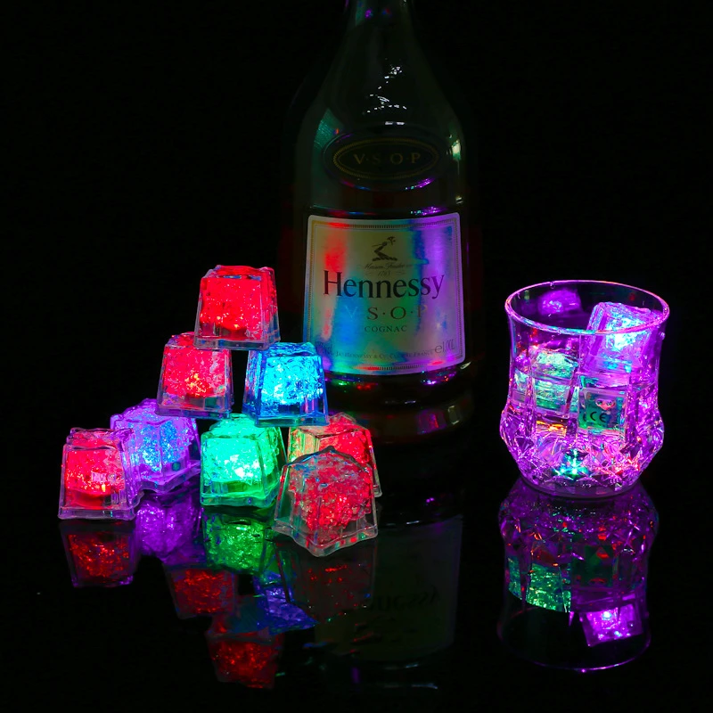 

LED Lights Ice Cubes Bar Flash Auto Changing Crystal Cube Water-Actived Light-up 7 Color For Romantic Party Wedding Xmas Gift