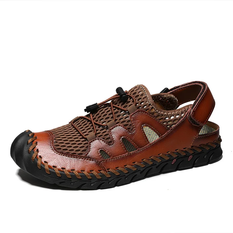 

Cowhide Sandals Men's Fashionable 2021 New Summer Pump Outdoor Sneakers Soft Bottom Men's Large Size Beach Shoes Large