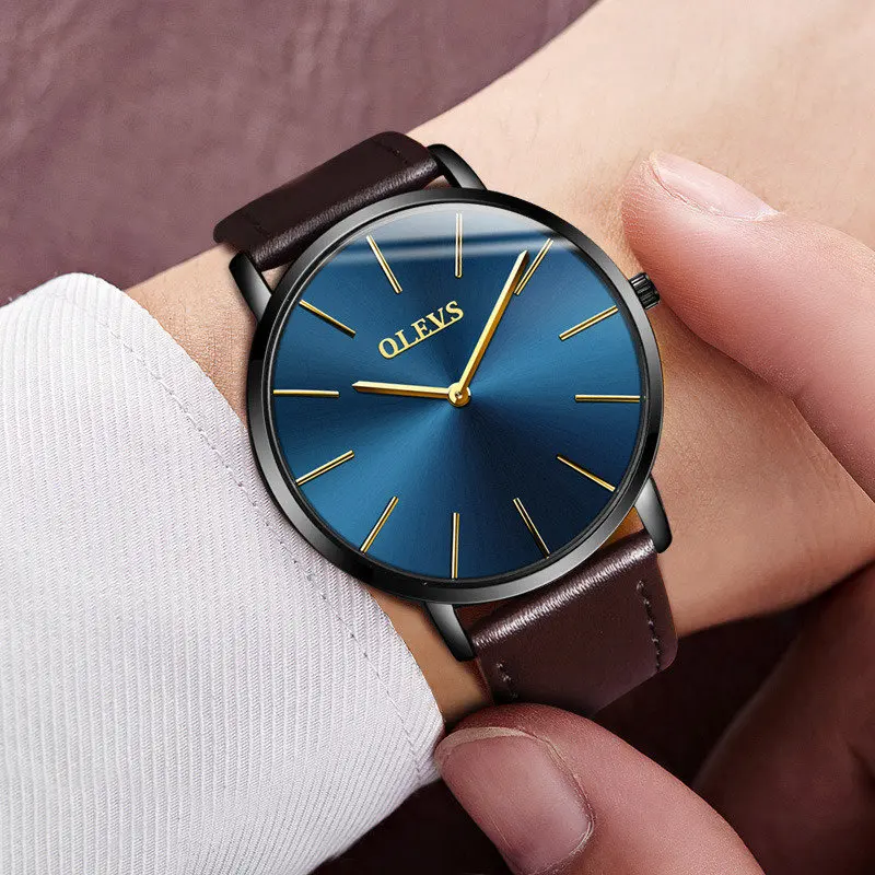 

Luxury brand Simple watches for men mesh Men's watches waterproof clock Watchband genuine leather Wrist watches gift