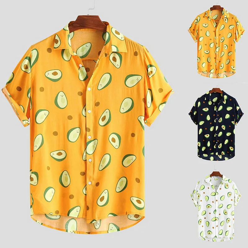 CYSINCOS рубашка мужская с фруктовым принтом Свободная Повседневная летняя пляжная