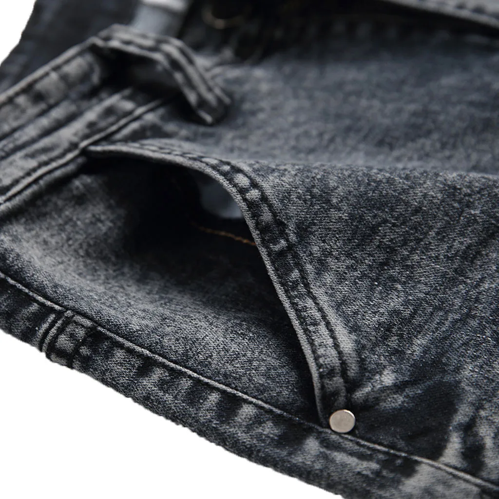 

Men's New Fashion Personality Ripped Slim Fit Zipper Stretch Denim Trousers Pantalones Hombre Streetwear