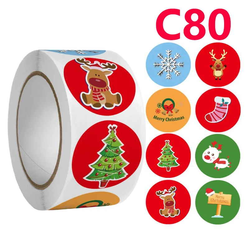 

500pcs/Roll Merry Christmas Holiday Stickers Thank You Envelope X'mas Diary Scrapbooking Party Gift Decorations Sealing Labels