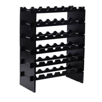 US Free Standing Wooden Stackable Modular Wine Rack Storage Stand Display Shelves with 36 Bottles Capacity  Wobble-Free