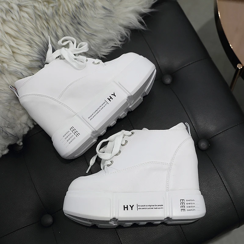 

Thick soled small white shoes for women's inner height
