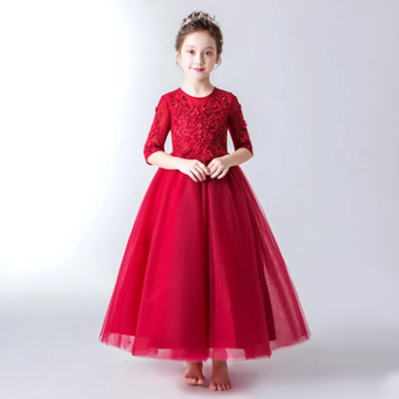 Style 8 Платья с длинными рукавами и открытыми плечами для девочек; цвет красный, розовый, белый; Платья с цветочным узором для девочек на свадьбу; Детские платья для первого причастия - Цвет: Style 8