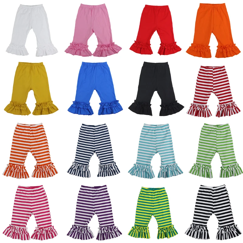 Мягкие хлопковые расклешенные брюки с оборками для маленьких девочек однотонные