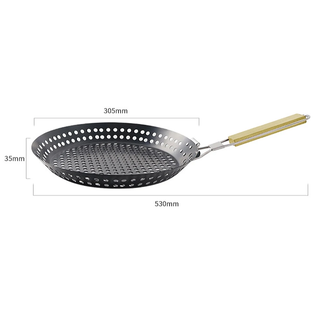 

1Pc Outdoor Frying Pan Foldable Round Camping Iron Frying Pan For Picnic Barbecue Heat Resistant Steak Grilled Skillet