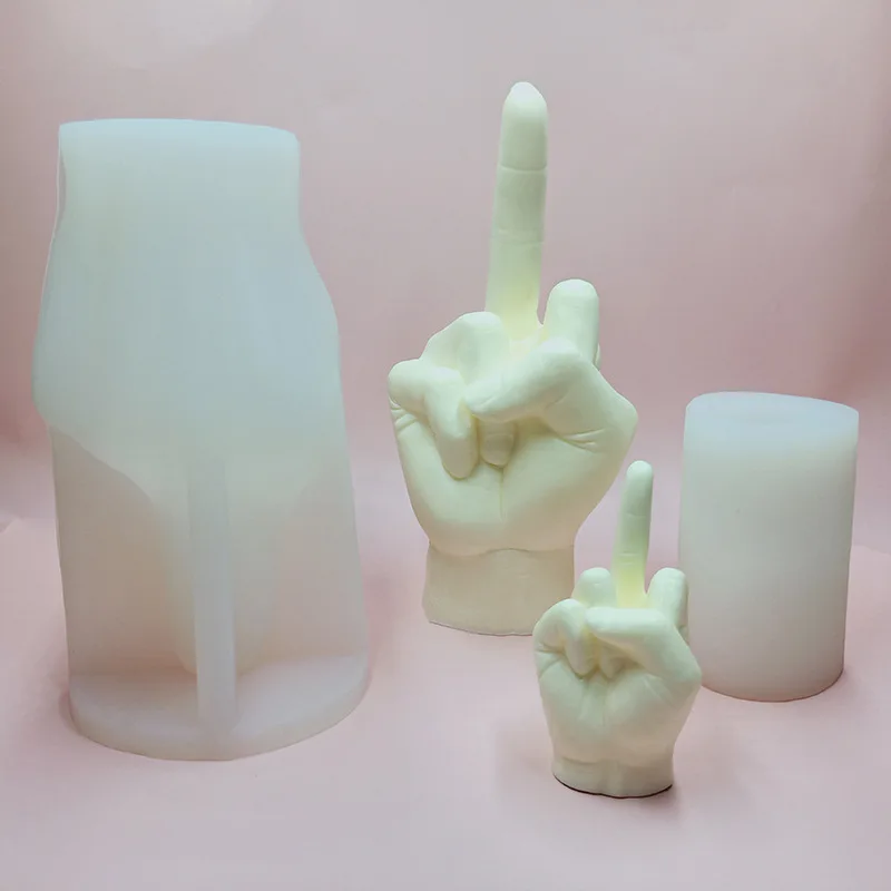 

B-1092 Art Design Middle Finger Sculpture Making Hand shape Candle Mold Victory Gesture Silicone Mold F uck You Candle