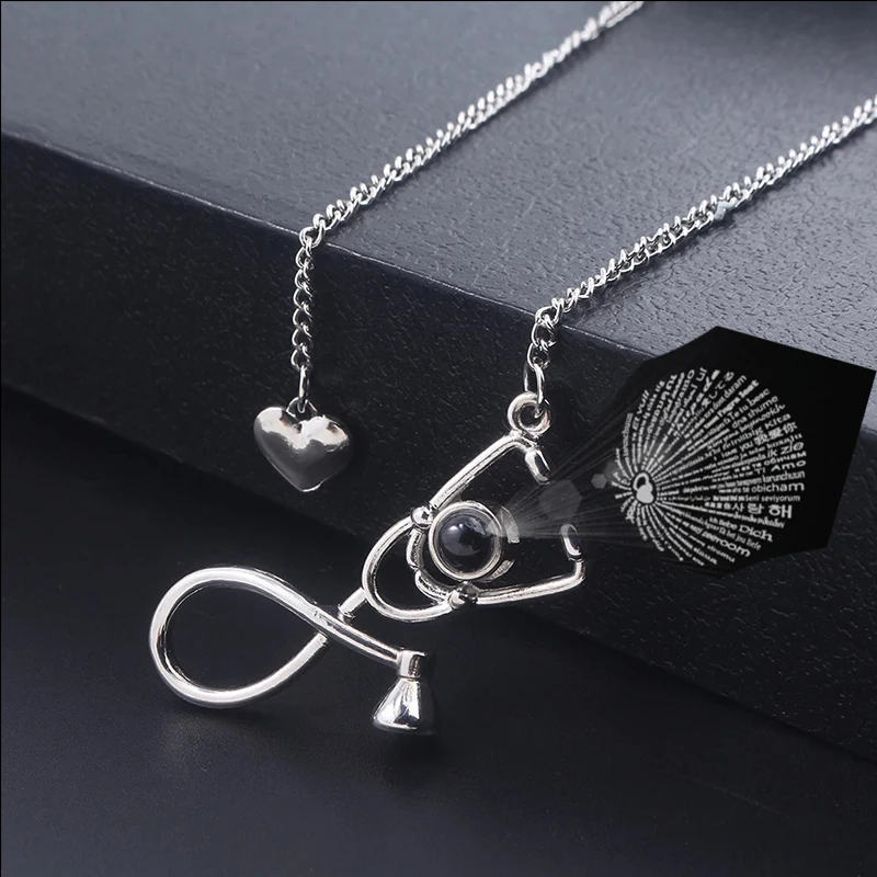 Новейшее ожерелье RJ с подвеской в виде сердца стетоскопом Я тебя люблю на 100