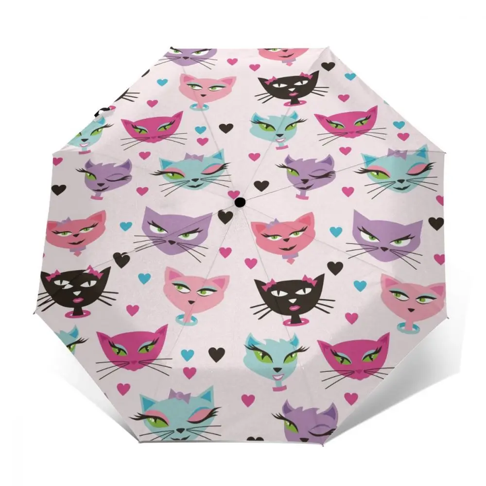 

Ветрозащитный Автоматический складной инвертированный зонтик с привлекательным котенком для мужчин и женщин