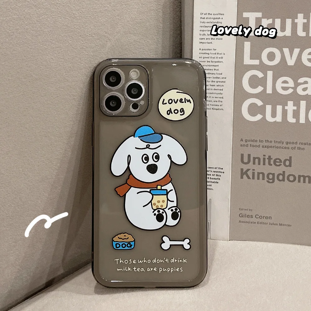 

Korea Funny Cute Cartoon Dog Phone Case For iPhone 13 12 11 Pro Max X Xs Max Xr 7 8 Plus Case Shockproof Soft Silicone Cover