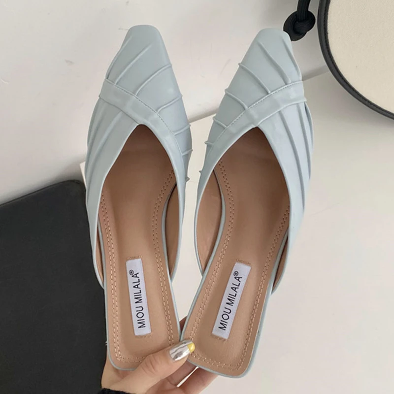 

Шлепанцы женские на низком каблуке, повседневные сланцы, заостренный носок, без застежки, сланцы, тапочки, 2022