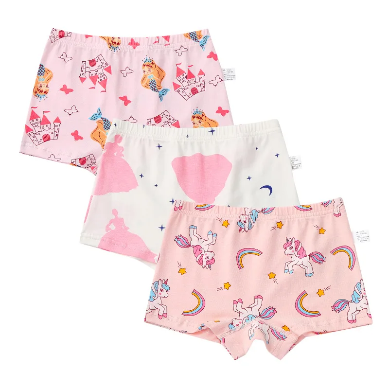 

3Pcs Girls Cartoon Unicorns Underwear Baby Kids Lovely Pink Underpants Shorts Cotton Panties Children Boxer Briefs 1-13Years