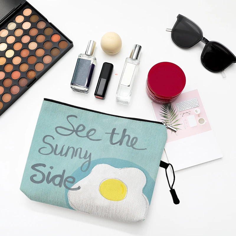 

Косметичка для женщин, летняя пляжная сумочка для косметики с надписью, с принтом пейзажа, женский косметический футляр для девочек-подрост...