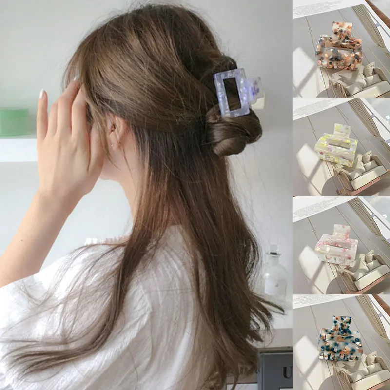 

Acetate Hairpin Marble Hair Claws Vintage Resin Barrettes Acrylic Hair Accessories Geometric Square Hair Clip Acetate Sheet
