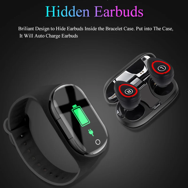 Оригинальный Смарт-браслет с TWS смарт-браслет пульсометром спортивные часы