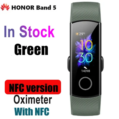 band 5 green nfc Huawei Honor Band 4 5 умный Браслет 0,9" OLED сенсорный экран Водонепроницаемый Фитнес-трекер Браслет монитор сердечного ритма во время сна - Цвет: band 5 green nfc