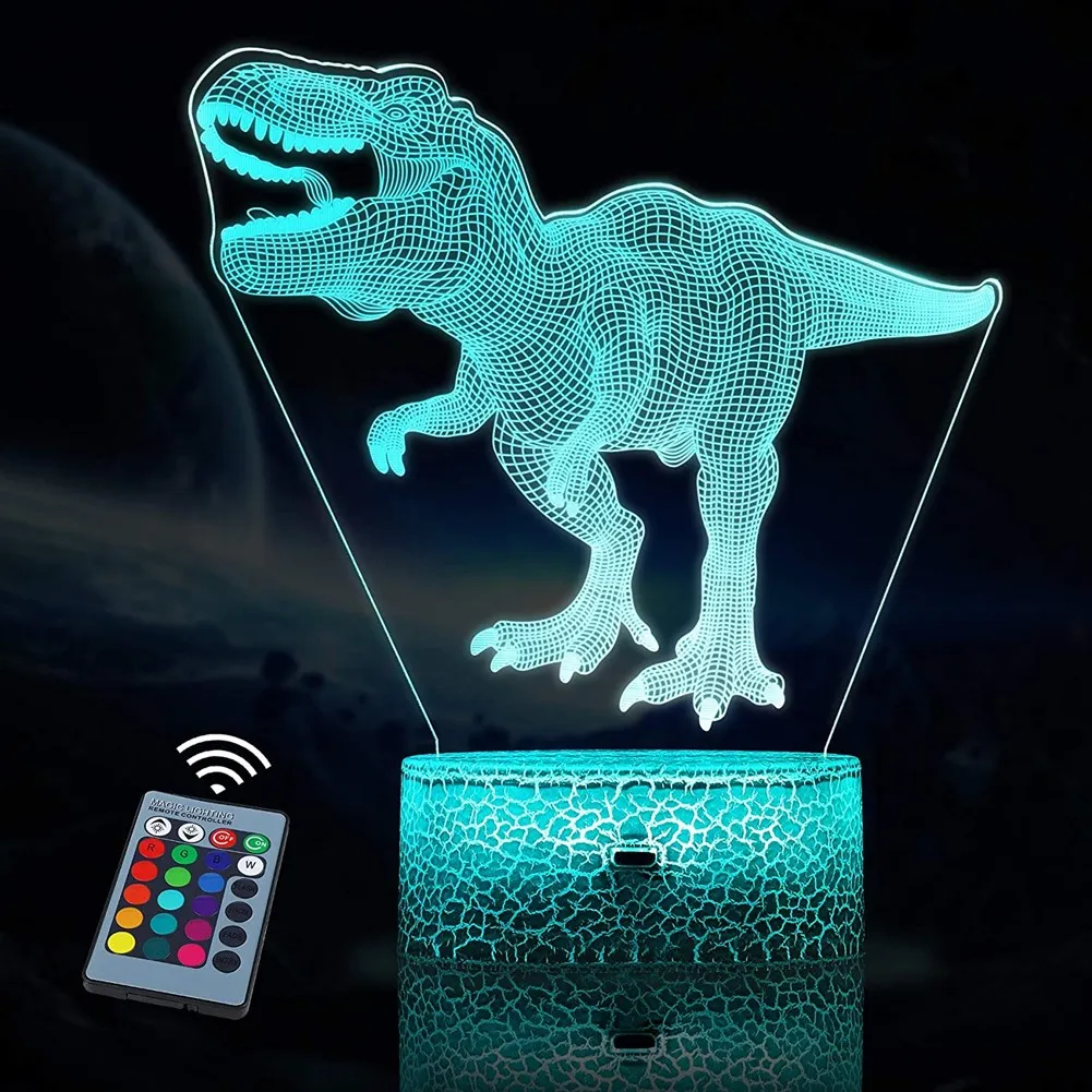 

Dinosaur Series 16 Color 3D LED Night light Lamp Remote Control Table Lamps Toys Gift For kid Home Decoration 3D Night Light