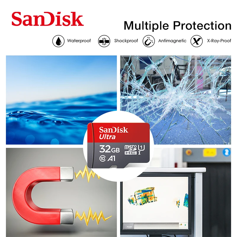 

SanDisk 64GB UHS-I A1 Card 128GB Class 10 Microsd 16GB 32GB SD Card 98MB/s Memory Card + Adapter + Card reader Standard Shipping