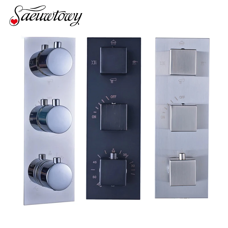 Черный бронзовый латунный термостатический смеситель с клапаном для душа Ручной