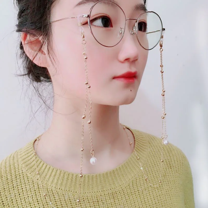 

New arrival copper bead chain sunglasses glasses chain 2020 fashion pearl tassel sunglasses anti-lost chain