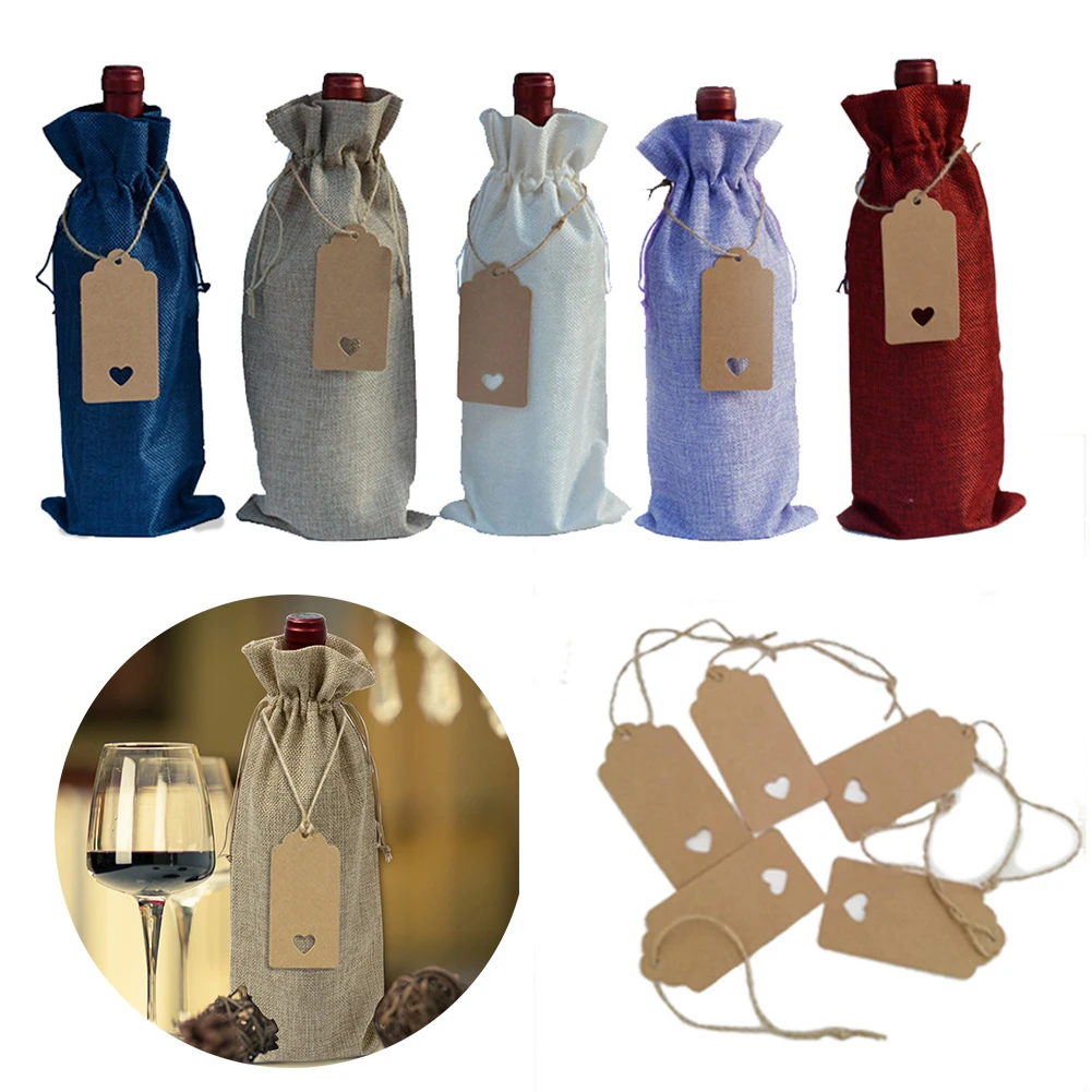 12 шт упаковка подарочный пакет многоразовая бутылка вина со шнурком ужин дома с