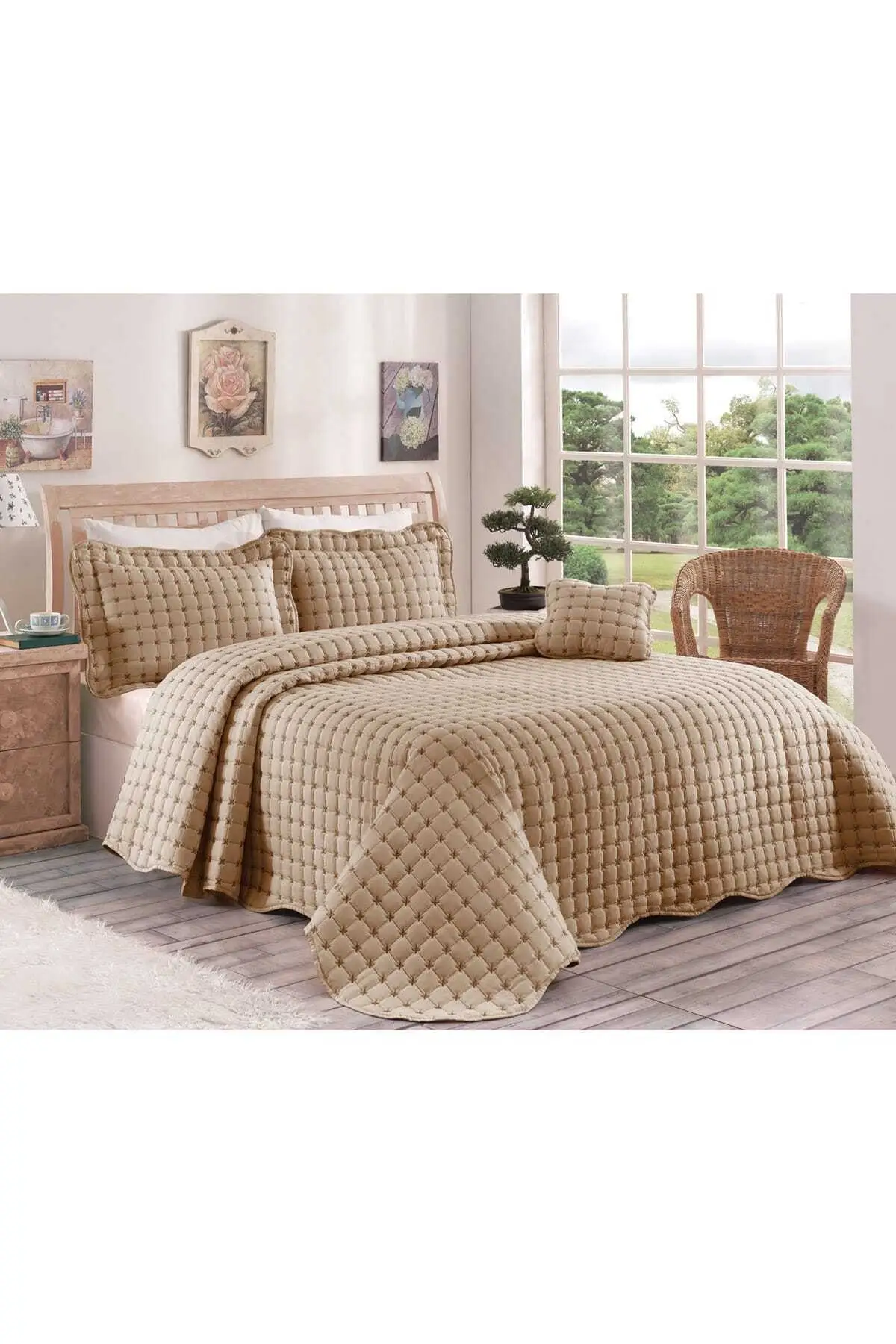 

Land Of dowry Breeze Double Bed Cover Cappucino 206599