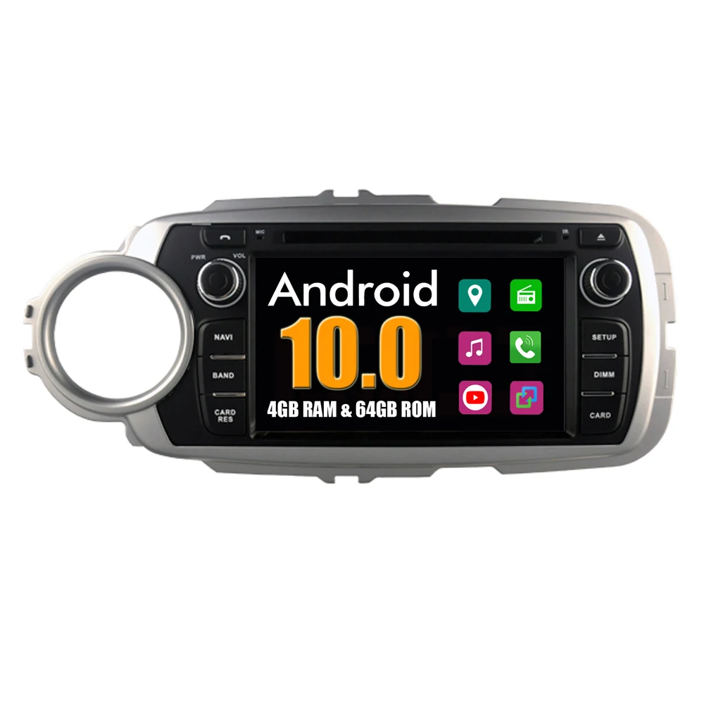 Автомобильный мультимедийный плеер RoverOne для Toyota Yaris 2012 2013 Android 10 0 4G + 64G DVD Радио GPS