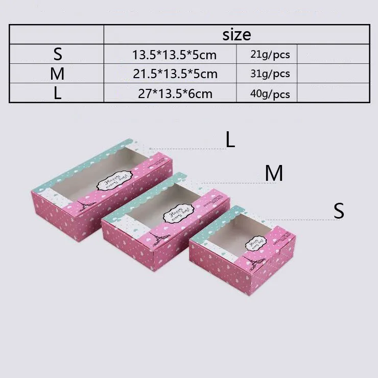 

Kraft paper box for cake 3 sizes 20pcs macaron kraft box with window paper cake cookies packaging box wedding cake cookies box