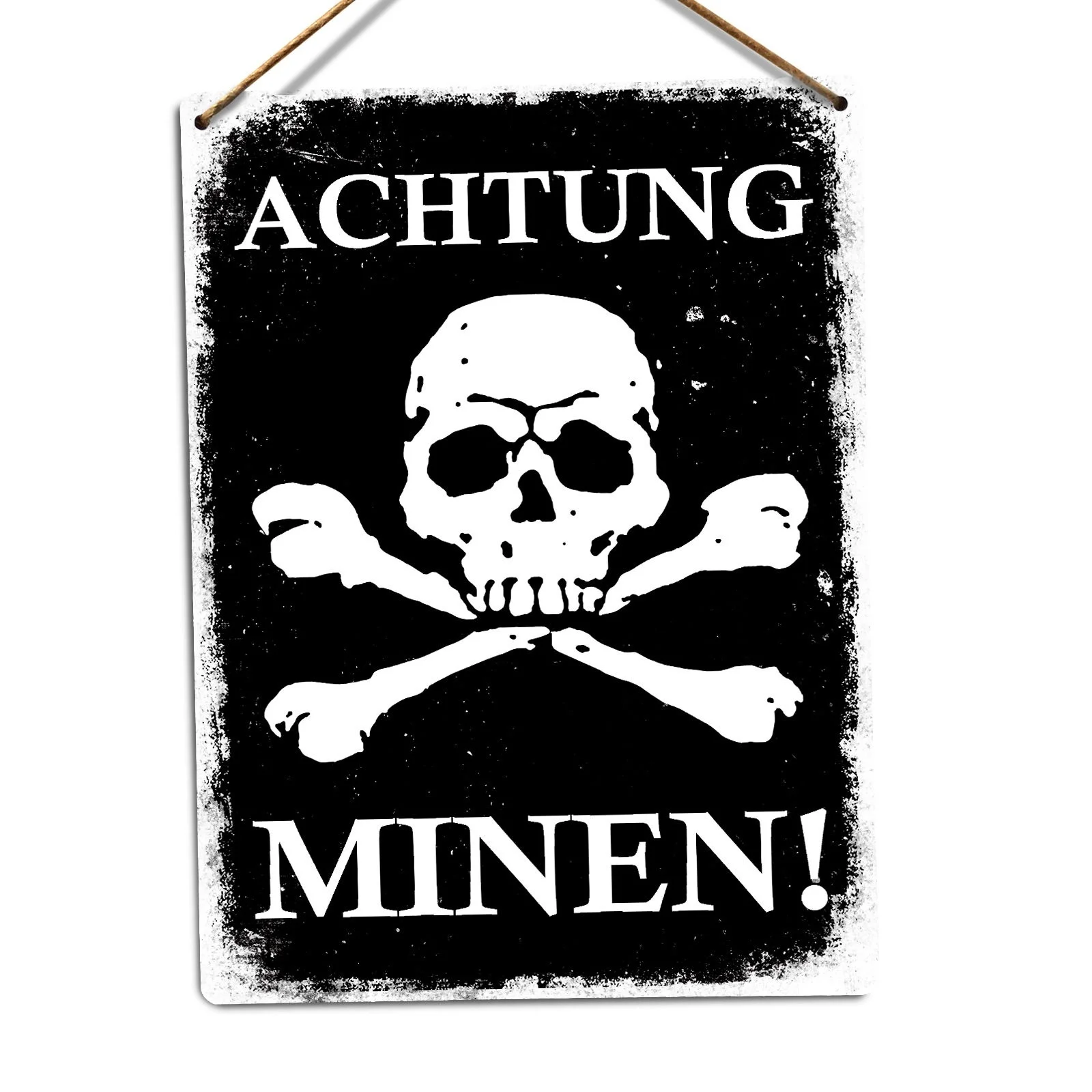 

Achtung Minen -Metal Wall Sign Plaque Art- German Mine Dange Warning War(Visit Our Store, More Products