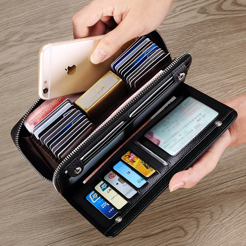 Кошелек из натуральной кожи большой емкости Высококачественная сумка коровьей