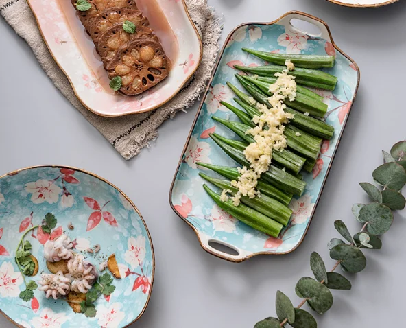 2021 модные керамические наборы посуды японский домашней кухни для тарелочной