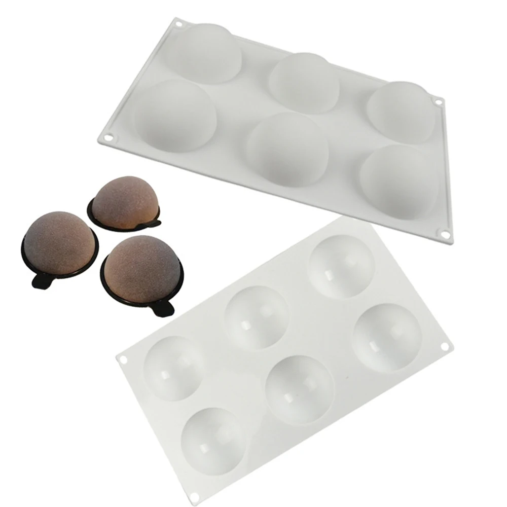 

1 Pack 6 Holes Half Sphere Silicone Mold For Cake, Jelly, Pudding, Round Shape, Dome Mousse,hot Chocolate Cake Mold