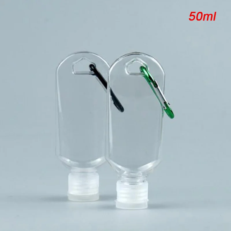 

50ml Refillable Bottle Plastic Carabiner Hook Bottle With Container Bottle Care Liquid Hand Sanitizer Container