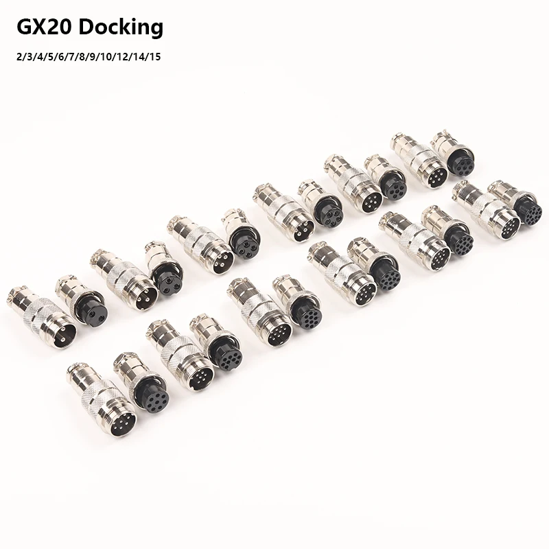 1Set GX20 Butt type Aviation Plugs Sockets Connector 2/3/4/5/6/7/8/9/10/12/14/15 Pin Docking Electric Wire Aviation Connectors