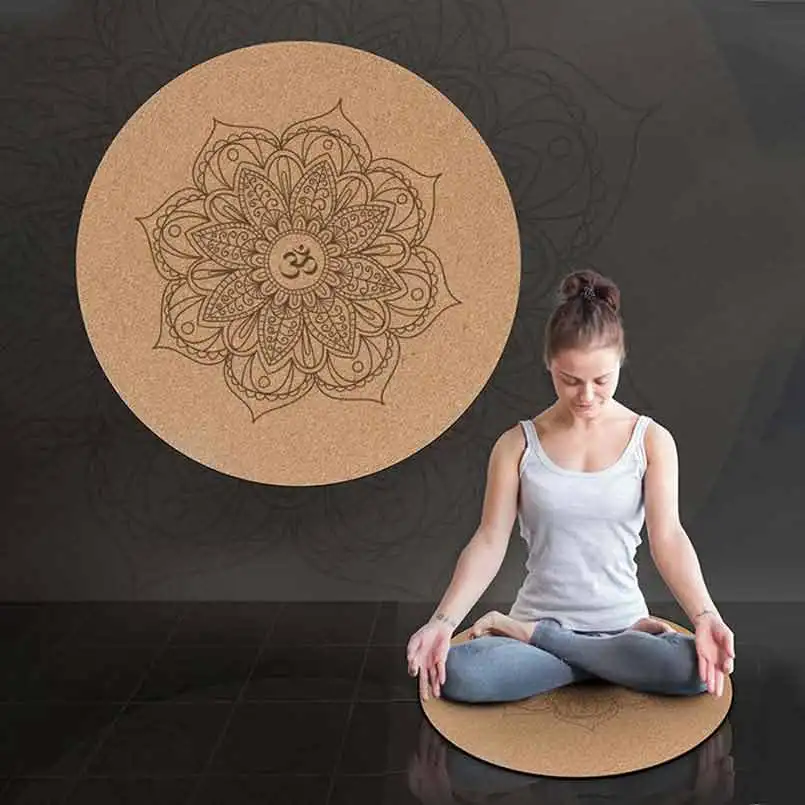 

Yoga Meditation Mat Small Round Datura Cork Floor Pad Anti-skid Natural Rubber Cushion Fitness Equipment Birthday Gift For Women