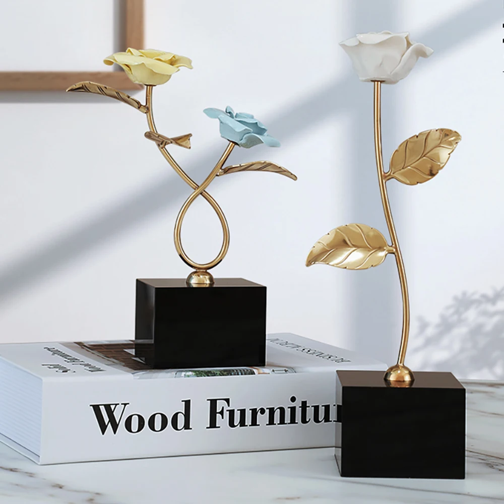 

Creative Copper Flower Art Sculpture For Home Decoration Living Room Decor Statue Office Ornament Bed Room Decorative Figurine