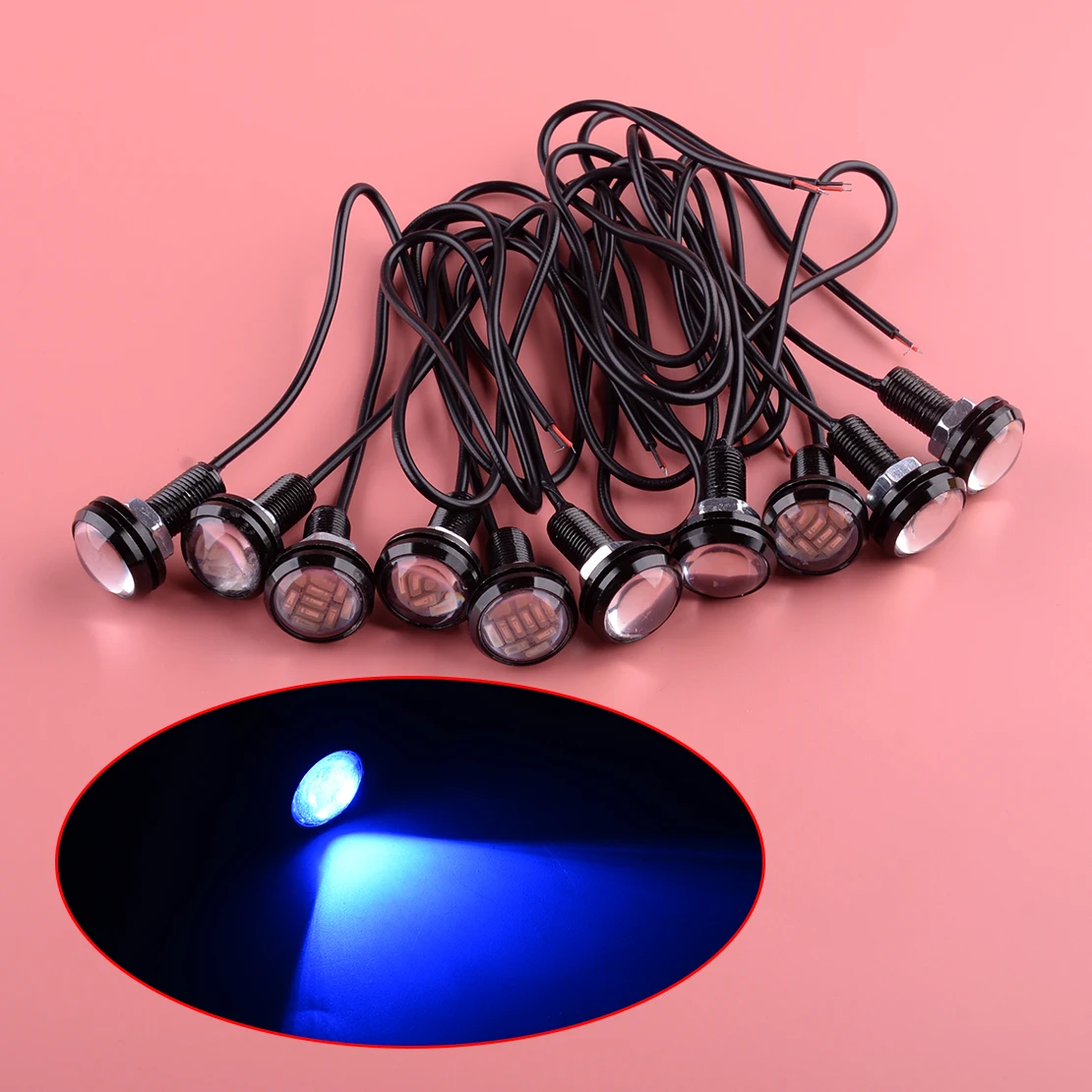 

10pcs/set Universal 12V Car Blue LED Eagle Eye Light DRL Daytime Reverse Backup Parking Rock Lamp 12SMD 4014
