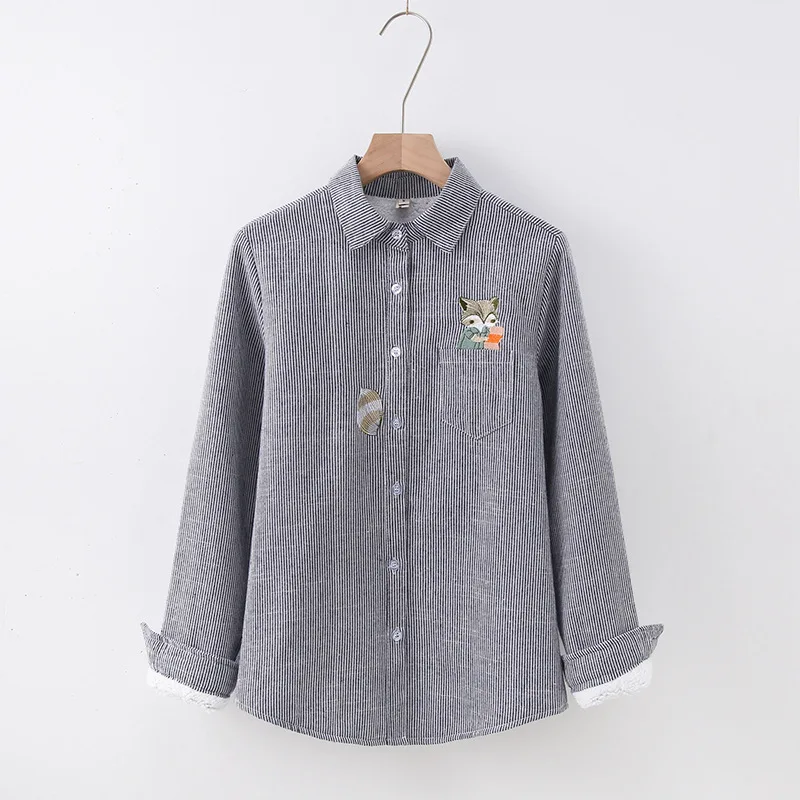 Полосатая женская рубашка с отложным воротником женские рубашки длинным рукавом