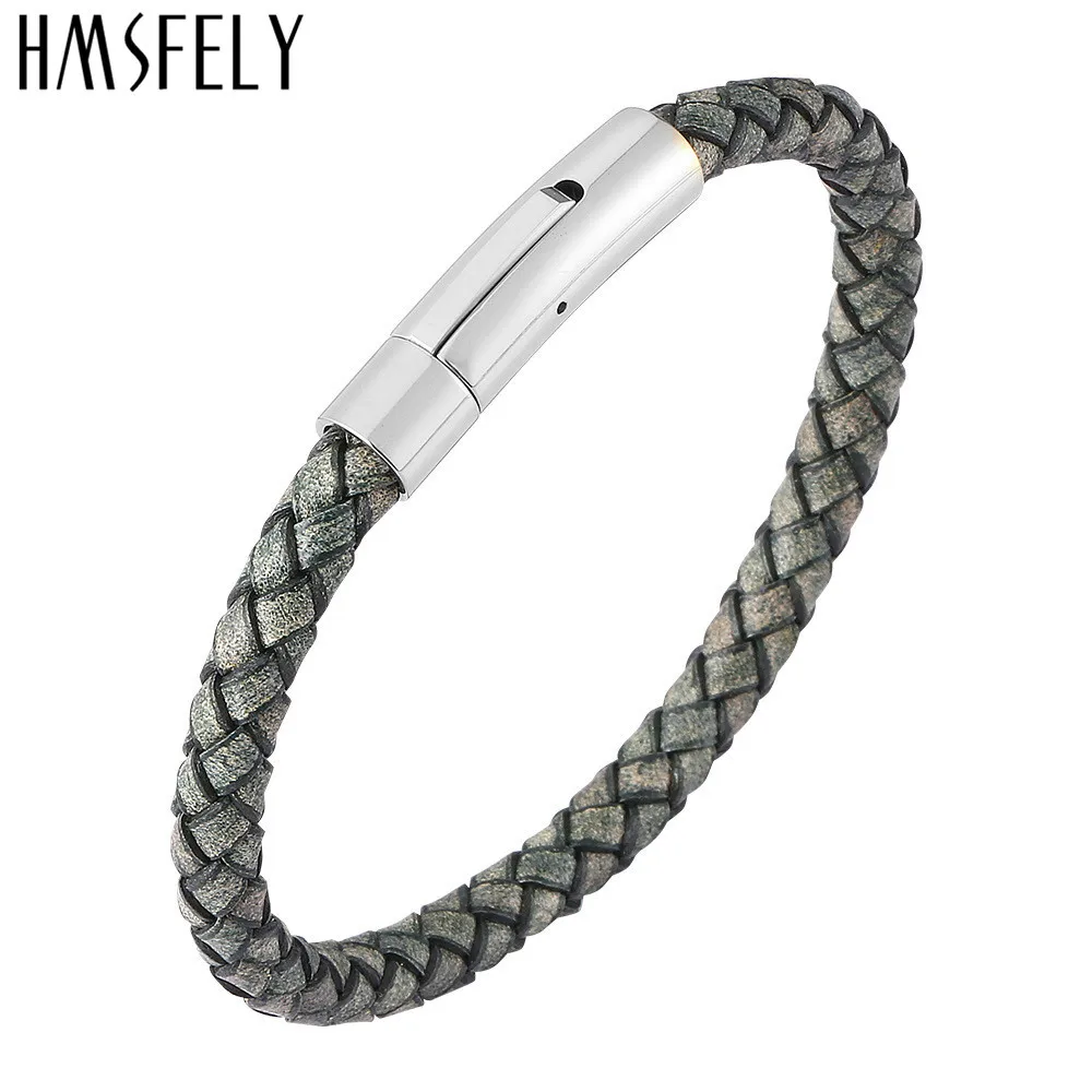 Кожаный браслет HMSFELY в стиле ретро красный синий серый черный зеленый браслеты с