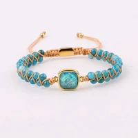 new design high quality natural stone blue apatite beads adjustable macrame bracelet women