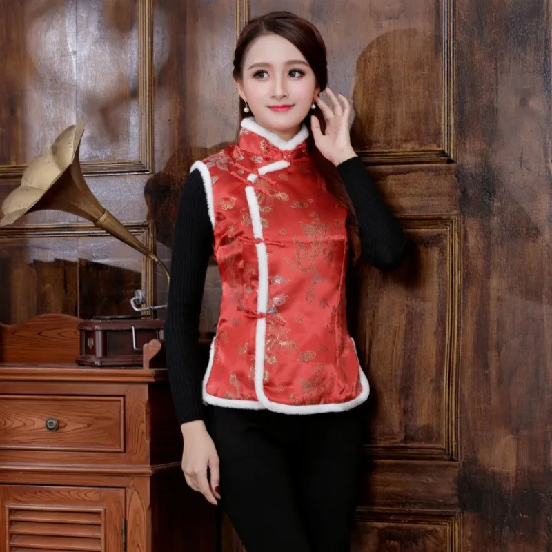 Color2 Год женский китайский стиль Qipao Tang костюм толстый бархатный жилет традиционное вечернее свадебное платье Cheongsam ретро атласное платье - Цвет: Color2